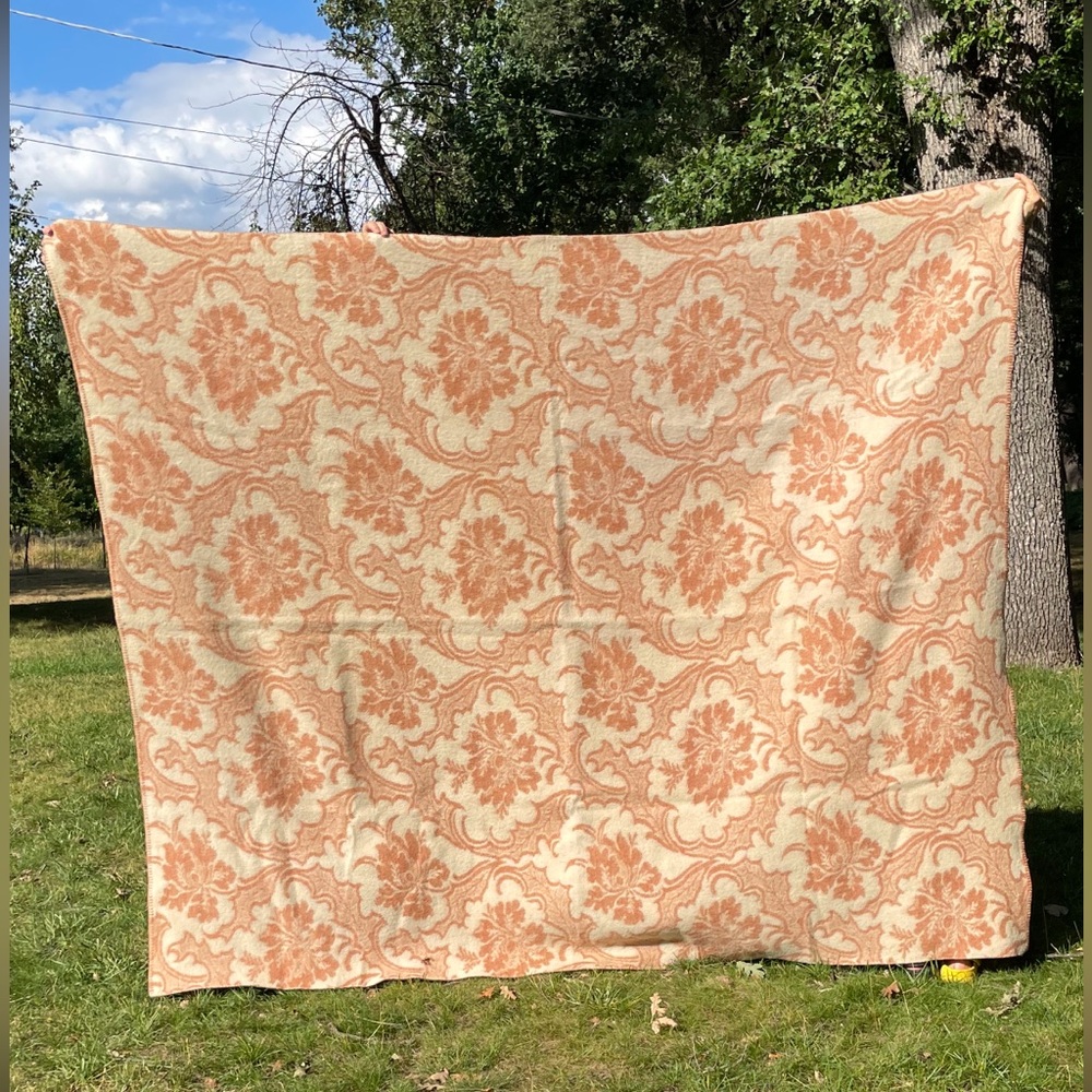 Vtg 50s Portland Woolen Mills Vintage “Wool O The West” Reversible Wool Blanket